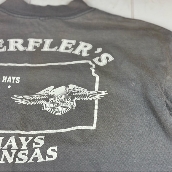 🦅 Vintage 1990 Harley Davidson 3D Emblem L/XL Long Sleeve T-shirt 90s VTG - Picture 7 of 7